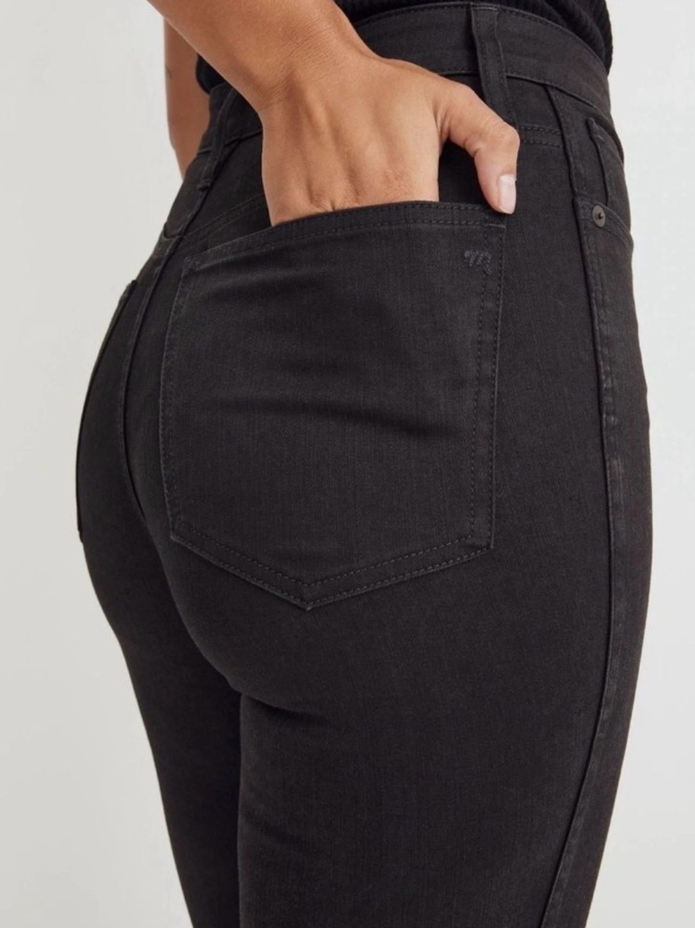 Madewell Black Curvy High-Rise Skinny Jeans, Tall 26T - Picture 6 of 9
